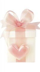 This romantic gift is wrapped elegantly with soft pink ribbon and adorned with a heart-shaped detail, perfect for Valentine's Day