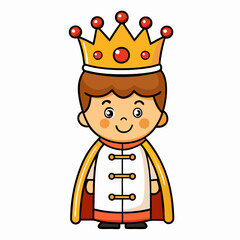 Illustration of cute children characters with king costume outline white on background vector stock illustration