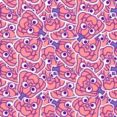 Halloween cute pumpkins seamless monsters pattern for wrapping paper and fabric