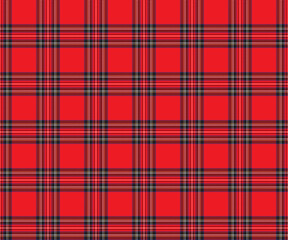 Plaid fabric pattern, red, black, white, yellow, seamless for textile and design clothes skirt pants apron tablecloth blanket or decoration. Vector illustration.