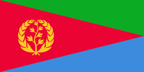 The official national flag of Eritrea. Flag of the State of Eritrea. Correct proportions and colors. Vector illustration