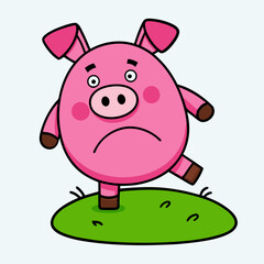 Hand drawn pig character illustration, vector stock illustration