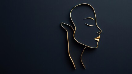 Abstract face in black and gold, representing elegance and sophistication