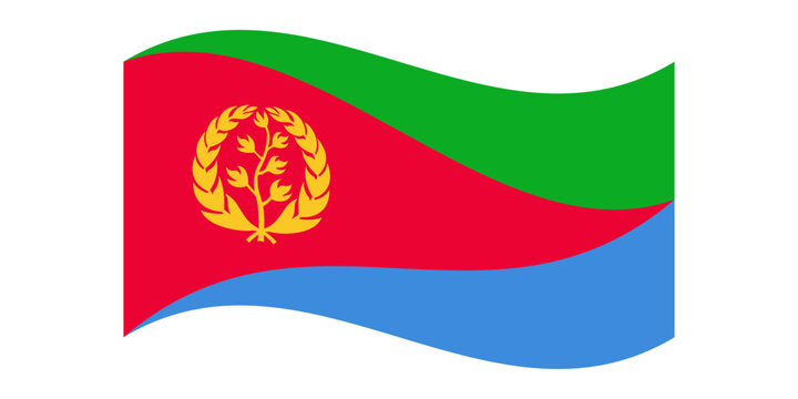 Wavy flag of Eritrea, isolated on transparent background. Flag of the State of Eritrea. Vector illustration