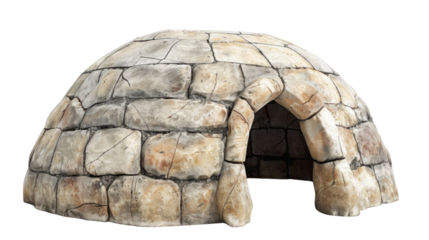 Igloo, eskimo winter isolated on white background 