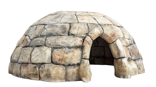 Igloo, eskimo winter isolated on white background 