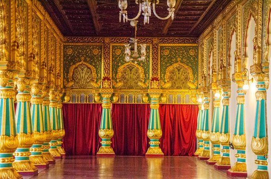 Magnificent view of the interior of Mysore Palace