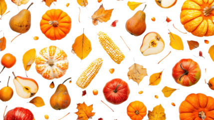 Autumn pumpkin set on transparent background