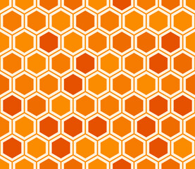 Background with Hexagon Pattern. Simple hexagon pattern with inner solid cells. Orange color tones. Hexagonal cells. Seamless pattern. Tileable vector illustration.