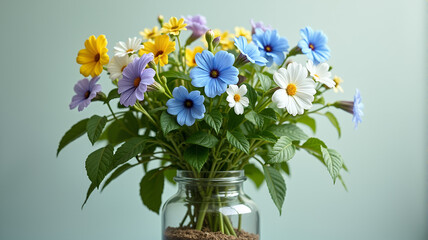Obraz premium Vaso de vidro com Flores Coloridas