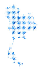 Obraz premium Thailand Dot Map. Country Digital Style Shape. Thailand vector image. Country shape blue circular dots. Beautiful vector illustration.