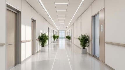 Fototapeta premium Healthcare facility with smart building technology for energy conservation, eco-friendly design, green healthcare