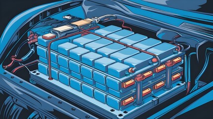 Obraz premium battery in the car blueprint
