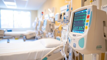 Pediatric intensive care unit PICU with child-friendly technology and advanced life support, critical care, pediatric health