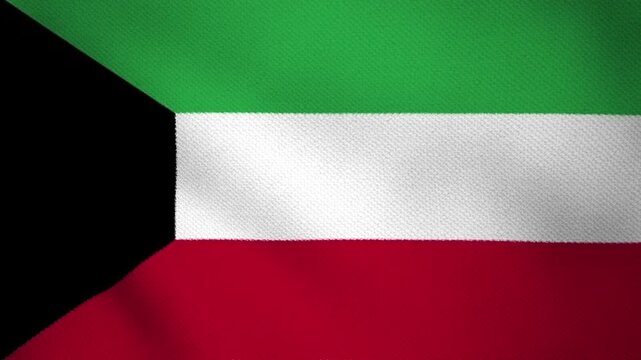 4K High-Resolution Waving Kuwait National Flag - HD Video of Kuwait Flag Animation
