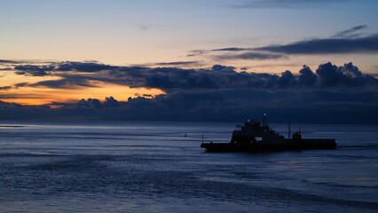 Ferry sea scenery sunset