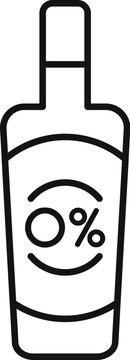 Simple vector icon of a bottle with a label indicating zero percent alcohol content