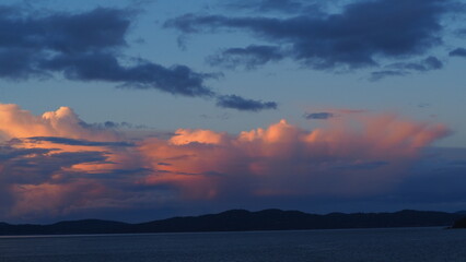 Ferry sea scenery sunset