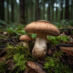 one Mushroom fungi fungus toadstool in the woods