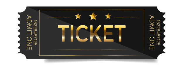 Black VIP ticket with golden inscription. EPS 10. Vector art