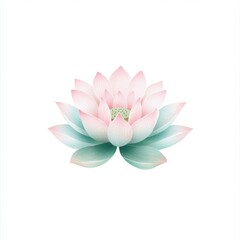 Zen Lotus Flower Minimalist Illustration | Soft Pink Green Gradient on White Background for Modern Design