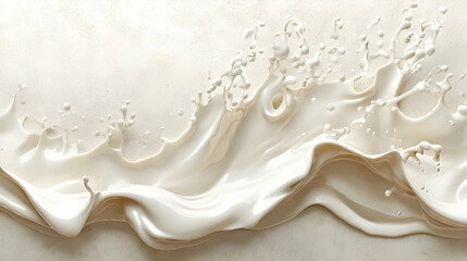 Creamy White Liquid Splash Milk or Yogurt Wave Abstract Background