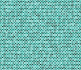 Geometric background. Bold rounded hexagon cells with padding and inner solid cells. Teal color tones. Small hexagon geometric shapes. Seamless pattern. Tileable vector illustration.