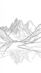 Single line forming the outline of a mountain range capturing the essence of nature with minimal detail