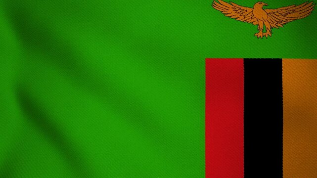 4K High-Resolution Waving Zambia National Flag - HD Video of Zambia Flag Animation