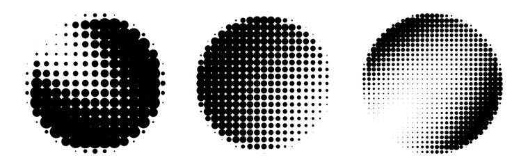 black circle halftone banners isolated