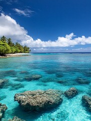 Tropical Paradise: Crystal Clear Waters and Lush Coastal Landscape