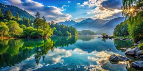 Naklejka premium Serene water scenery