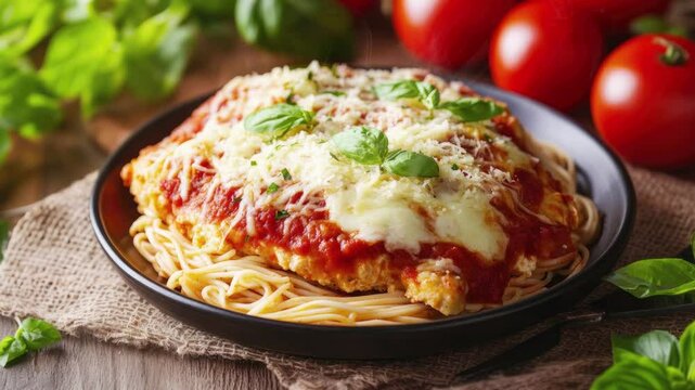 Zooming in on a Delicious Plate of Parmesan Chicken