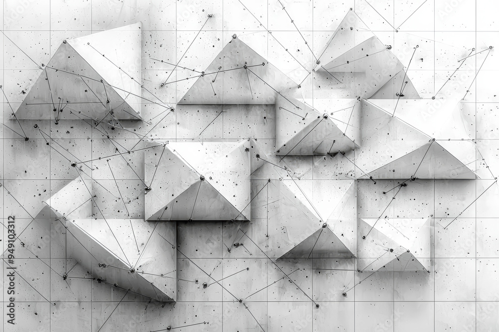 Poster a set of coordinate planes with intersecting lines forming various geometric angles and shapes, illu
