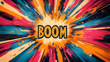 A vibrant, colorful explosion with the word BOOM in the center. Perfect for adding energy and excitement to your projects.