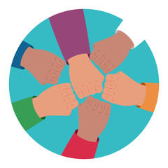 Vector Illustration of Teamwork Symbol with Circle Frame