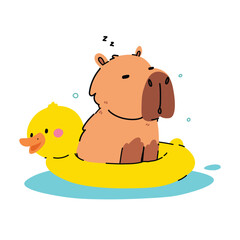 Capybara character vector illustration set. Cute animals design graphic.