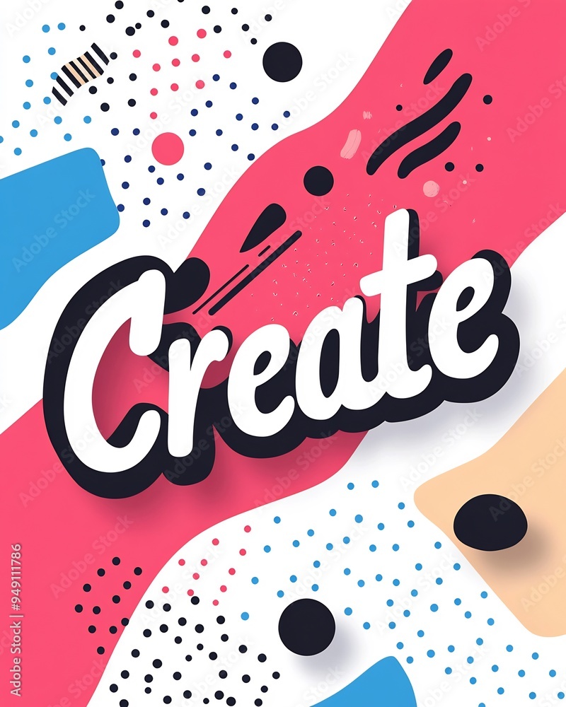 Canvas Prints typographic poster with the word create arranged in a playful asymmetrical layout using bold contras