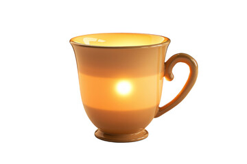 Coffee cup with sunset reflection