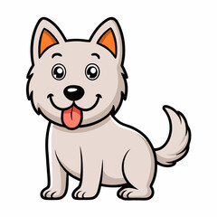 Fototapeta premium Illustration of dog outline character outline white on background vector stock illustration