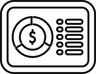 This icon represents analyzing financial data and reports for making strategic business decisions