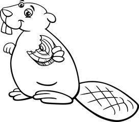 cartoon beaver comic animal character coloring page © Igor Zakowski