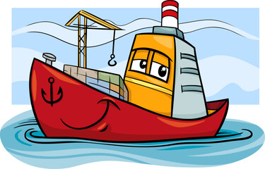 container ship character cartoon illustration