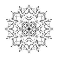 vector line art flower mandala and white background