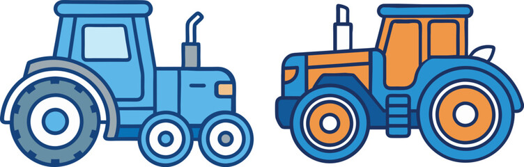 Tractor Vector Illustration - Logo Icon, Line Art, Outline, Silhouette Clipart Design