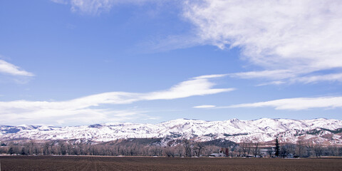 Snow Swept Mountains in the Distance