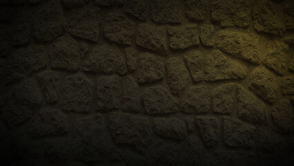Dark stone wall texture with a subtle yellow gradient overlay, perfect for use as a background, wallpaper, or banner in moody and sophisticated designs