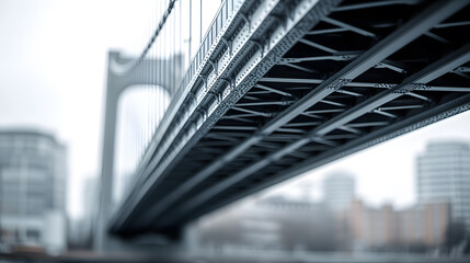 Fototapeta premium Steel bridge with cantilevered design sharp angles
