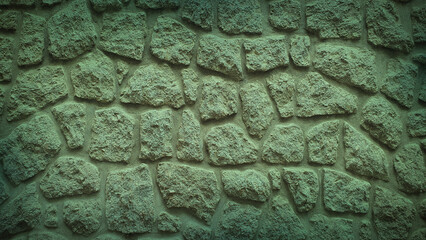 Textured stone wall with a natural gradient of green and teal hues, perfect for 4K backgrounds, wallpapers, and banners, adding a rustic yet modern touch