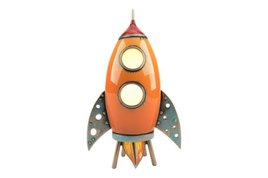 Vintage Rocket Ship with Lights